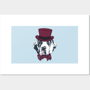 Harlequin Great Dane Puppy in hat Posters and Art